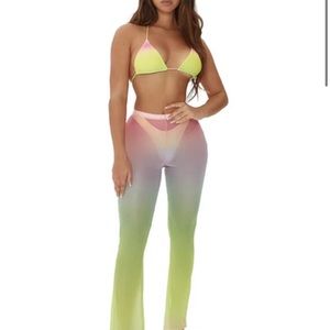 Brand new three piece multi color bathing suit